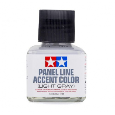 PANEL LINE ACCENT COLOR DELINEAMENTO CINZA CLARO COM PINCEL APLICADOR 40ML PARA REALÇAR LINHAS DE PAINÉIS TAMIYA TAM 87189